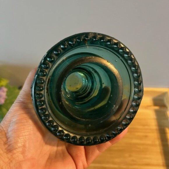 Antique Hemingray No 40 Glass insulator Green Blue Teal connector utility pole - Picture 2 of 2